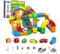 Electric Train Track Set, 3D Gravity-Defying Building Toy with Motorized Car and Infinity Cube Layouts, 81-Piece Building Kit for Family Fun