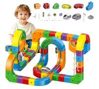 Electric Train Track Sets, 2026 New 3D Gravity-Defying Building Toy Train Track Set, 81 PCS Electric Trains Set Flexible Race Tracks, Gravity-Defying 3D Stem Learning Toy