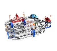 Electric Train Track Toy with Slippy Burr Free Tracks (Gray) | Safe educational race car track toy for children features rich traffic signs and removable tracks with snap lock structure