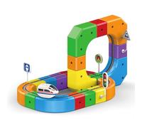 Electric Trains Set Flexible Race Track for Kids,3D Embedded Magic Rail Cube Train Track Set,Christmas Birthday Gifts for Boys Girls Random color