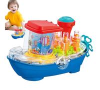 Electric Transparent Gear - 15cm Steamship, ABS Crawling Toy, Music Light-Up Car with LED Effects | Hands-On Interactive Educational Toys for Children Boys Girls 3+ and Brain Skill Development