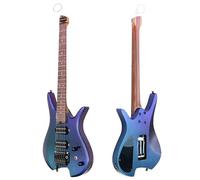 Electric Travel Headless Guitar, 6 String, Double Locking Tremolo System, Chameleon Color Finish with Gig Bag