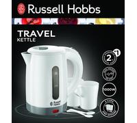 Electric Travel Kettle 1000W Russell Hobbs 23840 Compact Jug 0.85L 2 Cups Spoon