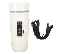 Electric Travel Kettle 350ml Stainless Steel Portable Water Boiler - Digital Temperature Display, Rapid Heating, Compact for Outdoor and Car Use (Beige)