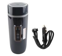 Electric Travel Kettle 350ml Stainless Steel Portable Water Boiler - Digital Temperature Display, Rapid Heating, Compact for Outdoor and Car Use (Dark Blue)