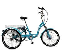 Electric tricycle, 24" wheels, folding frame, 6-speed, 14Ah, 250w motor, LCD screen (Matte Teal)