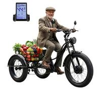 Electric Tricycle Adults 24in 3-Wheel with Removable Battery, LCD Display, Large Storage Basket & Snow Tires, Ideal for Commuting