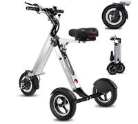 Electric Tricycle for Adults and Senior, Folding Mobility Scooter Trike with Seat, Light Weight with Reverse Function and Key Switch, 3 Speed, 10 Inch Pneumatic Tires Tricycle for Commute and Travel