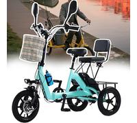 Electric Tricycle for Adults, Foldable 350W Folding Cargo Trike with 14 Inch Wheels, 48V Removable Battery, Dual Baskets, Max Load 180kg,