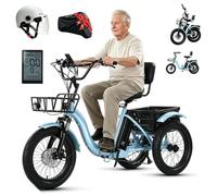 Electric Tricycle For Adults,Foldable,48v 13ah,18x3-Inch Wide Tires B | 7-Speed,3 Power Modes,With Large Basket/Helmet/Lcd Display,44km Range,For Shopping & Picnics