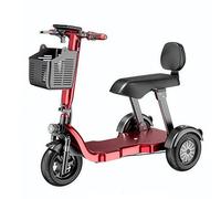 Electric Tricycle for Household Use, Small Size, Pick Up and Drop Off for Children, Elderly People, Scooter for Ladies and Children, Foldable Battery Car Red,10A