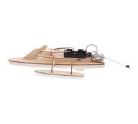 Electric Trimaran Vessel Kit - Motor Driven Cruiser, 200g Miniatures Yacht Puzzle, Instructional Engineerings Physics Project, Composite Timber Floating Structure | Craft Hull for Families & Teens