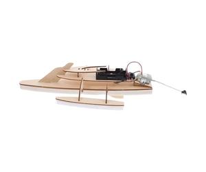 Electric Trimaran Vessel Kit - Motor Driven Cruiser, 200g Miniatures Yacht Puzzle, Instructional Engineerings Physics Project, Composite Timber Floating Structure | Craft Hull for Families & Teens