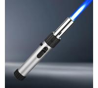 Electric Turbo Flame Lighter, Adjustable Windproof Torch with High Power, Refillable Butane, Bright Flame for Outdoor and Indoor Use