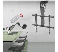 Electric TV Ceiling Mount - Automatic Flip Down Wall Mount for 50-85" TVs with Remote Control, Adjustable 0-85° Pitched Roof Stand, Versatile Ceiling Installation