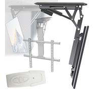 Electric TV Ceiling Mount with Remote and Switch Control for Flat Monitors on Straight and Slanted Ceilings, Motorized Bracket with 0-85° Angle Adjustment