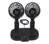 Electric USB Car Circulator Fan with Dual Head, For 360 Degree Adjustable Rotation, Low Noise Motor, and Two Speed Control (Black)