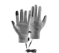 Electric USB Heated Waterproof Gloves Heated Gloves For Men Mitts With Adjustable Temperature For Running Hunting Outdoor Fishing Working Driving Elderly Gardeners Skiing Hiking Camping (Grey, L)