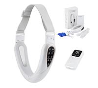 Electric V-Face Shaping Massager, EMS V Shap Facelift Device with 8 Modes and 15 Intensity Levels, Red/Blue Face Massager, V-Shape Jawline Trainer (White)