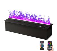 Electric Vapor Fireplace, 3D Simulated Flame, Timer Function, Stainless Steel, Ideal for Bedroom and Hotel Use