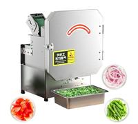 Electric Vegetable Chopper - 300W Stainless Steel Cutter with Adjustable Thickness for Scallions, Beans, and Chili, Features Conveyor Belt for Efficient Cutting