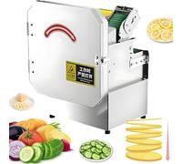 Electric Vegetable Chopper Dicer, Electric Scallion Slicer Set, 200W Electric Vegetable Cutter 200-300 Kg/H 75*55mm Feed Port, Cutting into Sections, Rings & Slices, Commercial Kitchen Herb Chopper A