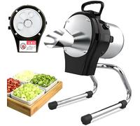 Electric Vegetable Cutter - 110W Commercial Spring Onion Chopper with Two Feed Ports, Adjustable Thickness 1-5 mm, 6000RPM for Garlic, Ginger, Chili, Potato