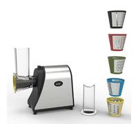 Electric Vegetable Cutter & Cheese Grater with 5 Blades, One-Touch Control for Carrots Potatoes Nuts Cucumbers Zucchini