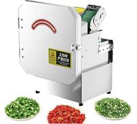 Electric Vegetable Cutter, Commercial Automatic Scallion Chopper Stainless Steel Shredder 200-300 Kg/H 75*55mm Feed Port, Cutting into Sections, Rings & Slices, Commercial Kitchen Herb Chopper A