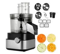 Electric Vegetable Cutter with 5 Blades, 600W Motor, 5L Capacity, Adjustable Speed for Slicing, Dicing, Shredding, and Grinding in Commercial and Home Kitchens