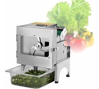 Electric Vegetable Cutter with Conveyor Belt, 400lb/h, 1-35mm Adjustable Thickness, for Peppers, Green Onions, Coriander, Leeks