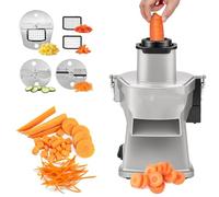 Electric Vegetable Dicer and Slicer, 200W Commercial Veggie Processor for Dicing, Shredding, Slicing, and French Fry Cutting with 5 Replaceable Blades