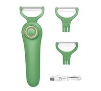 Electric Vegetable Peeler | Automatic Orbital Peeler with 3 Stainless Steel Blades | USB Rechargeable for Potatoes, Apples, Carrots | Dishwasher Safe & Lightweight (Kitchen, Camping) (Green)