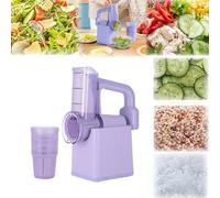 Electric Vegetable Slicer,3 IN 1Handheld Cordless Salad Shooter One Touch Easy Control Rotary Grater Vegetable Shredder with Ice Shaving Blade,for Zucchini,Cucumber,Carrot,Smoothie(PurpleWithStand)