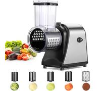 Electric Vegetable Slicer & Cheese Grater 250W, Stainless Steel Multifunctional Food Chopper Shredder with 5 Blades & Wide Chute, Ideal for Salads, Coleslaw & Meal Prep