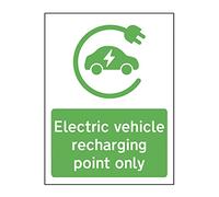 Electric Vehicle Charging Point Sign, Non-Adhesive Rigid 1mm PVC, W300mm x H400mm