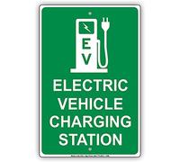 Electric Vehicle Charging Station Ev Reserved Spot Notice Metal Poster Wall Art Decor Tin Sign 8X12 Inches