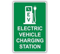 Electric Vehicle Charging Station Reserved Spot With Graphic Alert Caution Warning Aluminum Metal Tin Sign Plate 8x12 inch