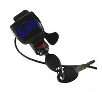 Electric Vehicle Handlebar Thumb Throttle Power Lock with Key and Voltage Display, Compatible with 12V to 84V Scooters and Tricycles