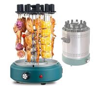 Electric Vertical Kebab Grill, 360° Auto Rotation Smokeless Indoor BBQ Machine with Skewers and Adjustable Temperature for Home and Kitchen