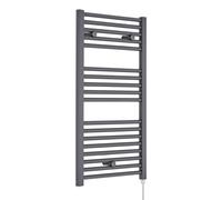 Electric Vertical Round Towel Rail 500 Watt Anthracite 920x 480mm Balterley Grey One Size