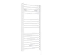 Electric Vertical Round Towel Rail with 18 Rails - 920mm x 480mm - 500 Watt - Gloss White