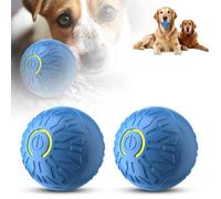 Electric Vibrating Dog Ball, Shaky Ball Toy for Dogs, Interactive Dog Toy with LED Light, Durable TPE Chew-Proof Design, Washable and Replaceable Shell for Dogs, Indoor Outdoor (2PCs, Blue)