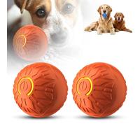 Electric Vibrating Dog Ball, Shaky Ball Toy for Dogs, Interactive Dog Toy with LED Light, Durable TPE Chew-Proof Design, Washable and Replaceable Shell for Dogs, Indoor Outdoor (2PCs, Orange)