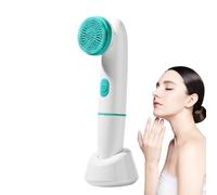 Electric Vibration Cleaning Brush - Silicone Facial Massager with Interchangeable Heads, Handheld Smooth Texture Skin Refiner, Waterproof Rechargeable Complexion Lift Tool, Compact Beauty Enhancement
