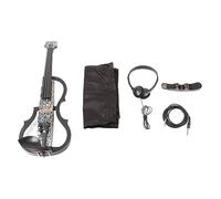 Electric Violin 4/4 Full Size Silent Carbon Fibre with Maple Fittings White Letters Pattern - Lightweight Design, Adjustable Sound Regulator, Ideal for Beginners and Performers