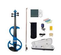 Electric Violin 4/4 Solidwood Set W/Violin Case Brazilwood Bow Audio Cable Tuner Maple Bridge Blue Mute Violin