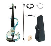 Electric Violin Blue White Painted Solid Wood Mute Violin 4/4 Ebony Fittings W/Parts