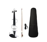Electric Violin Right Handed 4/4 Size Electric Mute Violin Fiddle Accessories W/4/4 Violin Bow Fiddle Bridge Violin Case (Color : White)