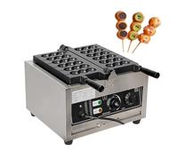 Electric Waffle Ball Machine, 1400W Commercial Skewer Maker with Temp Control 50-300℃ and Timing 0-5min, Stainless Steel for Restaurants and Snack Bars